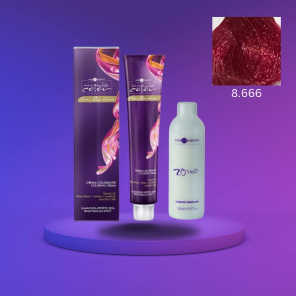 Hair Company Inimitable Color Cream 8.666 Pomegranate 100ml + 20 Vol. (6%) Oxidant Emulsion