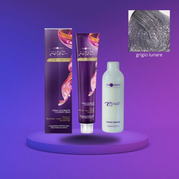 Hair Company Inimitable Color Cream Grigio Lunare 100ml LB12756 + 20 Vol. (6%) Oxidant Emulsion