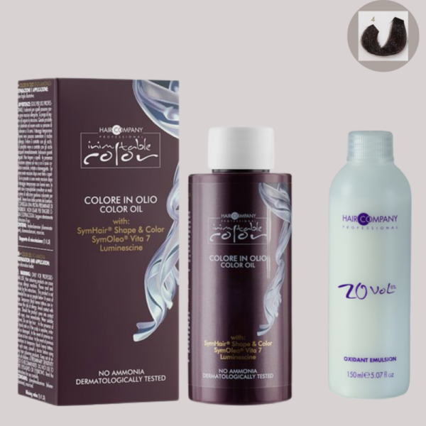 Hair Company Inimitable Color Oil 4 Medium Chestnut 100ml LB13121 + 20 Vol. (6%) Oxidant Emulsion