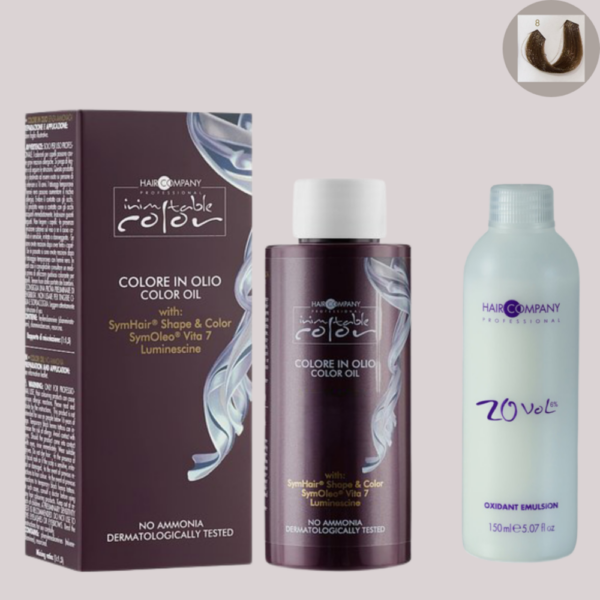 Hair Company Inimitable Color Oil 8 Light Blonde 100ml LB13125 + 20 Vol. (6%) Oxidant Emulsion