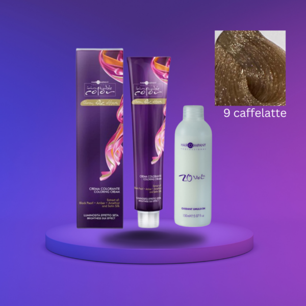 Hair Company Inimitable Color Cream 9 Caffelatte 100ml LB12015 + 20 Vol. (6%) Oxidant Emulsion