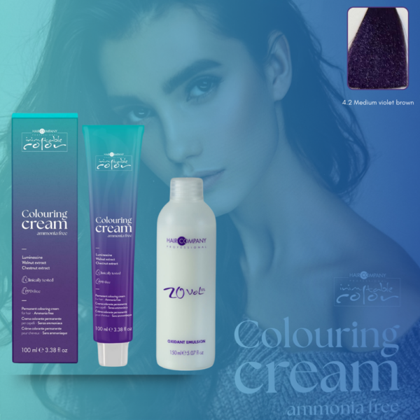 Hair Company Inimitable Color Coloring Cream Ammonia Free 4.2 Violet Brown 100ml LB13554